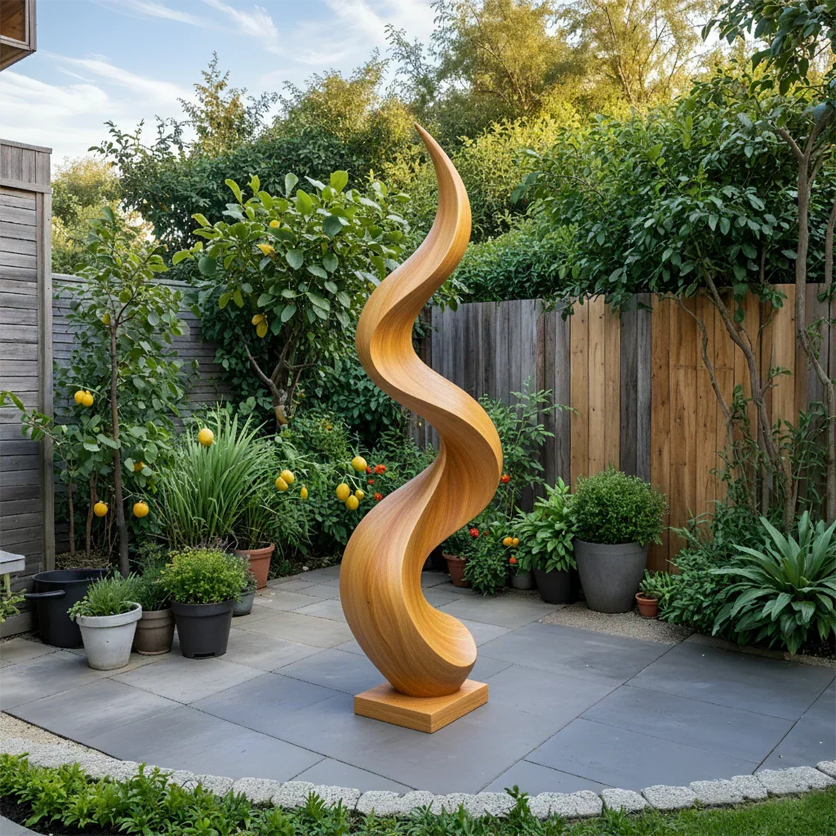 Handcrafted Natural Wood Abstract Sculpture – Modern Curved Art - Woodenecho