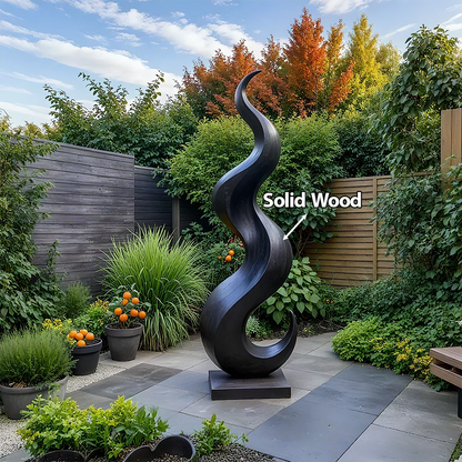 Handcrafted Solid Wood Abstract Sculpture – Tall Wave Form - Woodenecho