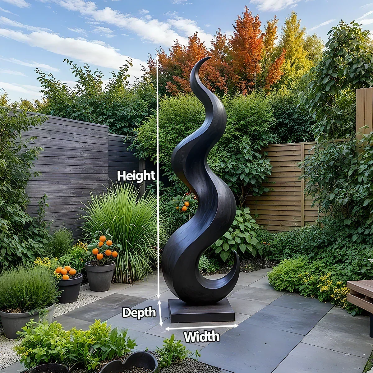 Handcrafted Solid Wood Abstract Sculpture – Tall Wave Form - Woodenecho