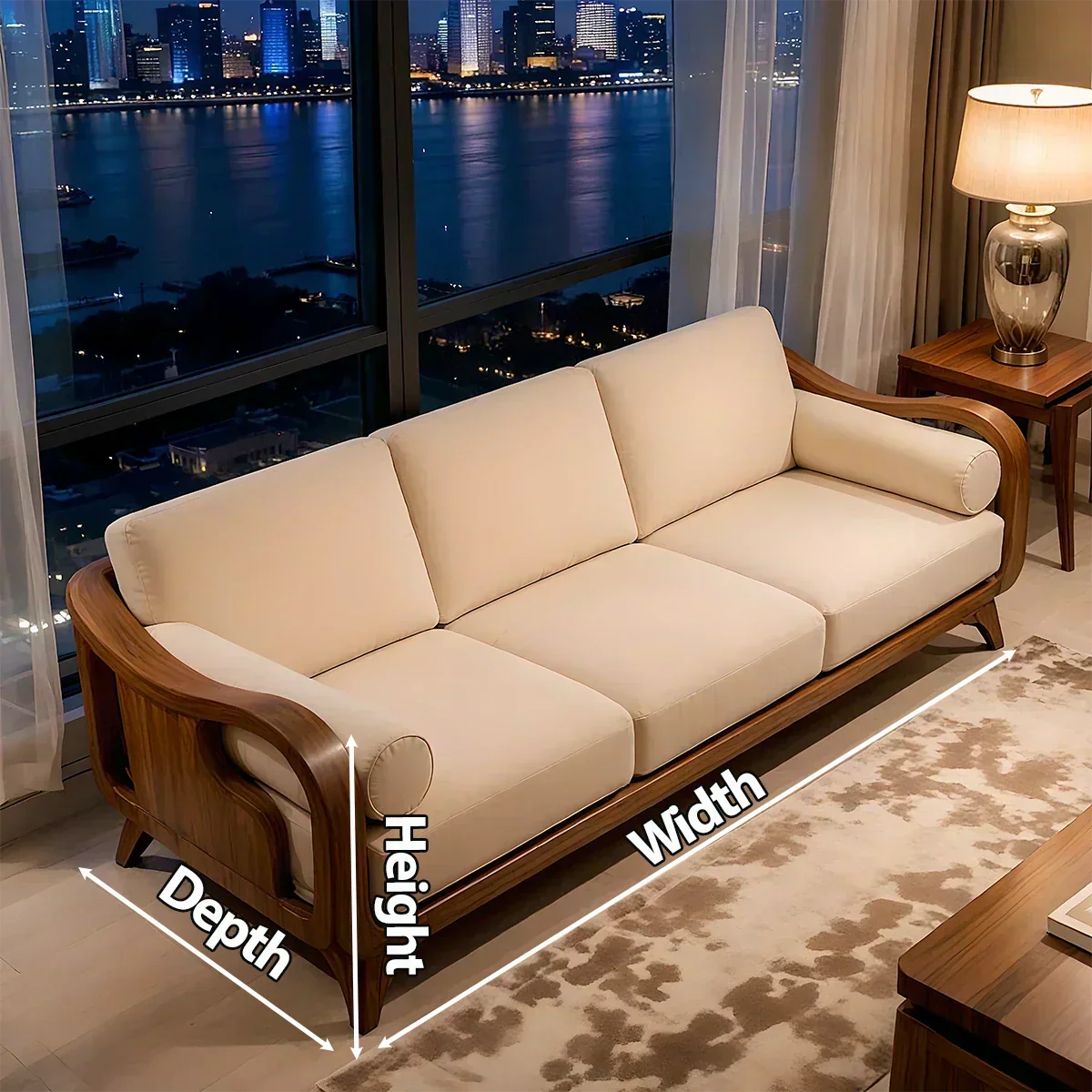 Handcrafted Solid Wood Cotton Sofa – Minimalist Rusic Modern Design - Woodenecho