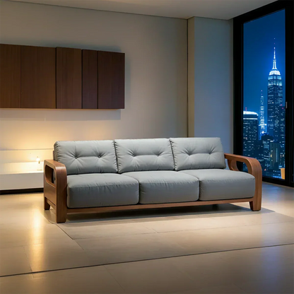 Handcrafted Solid Wood Cotton Sofa – Minimalist Urban Modern - Woodenecho