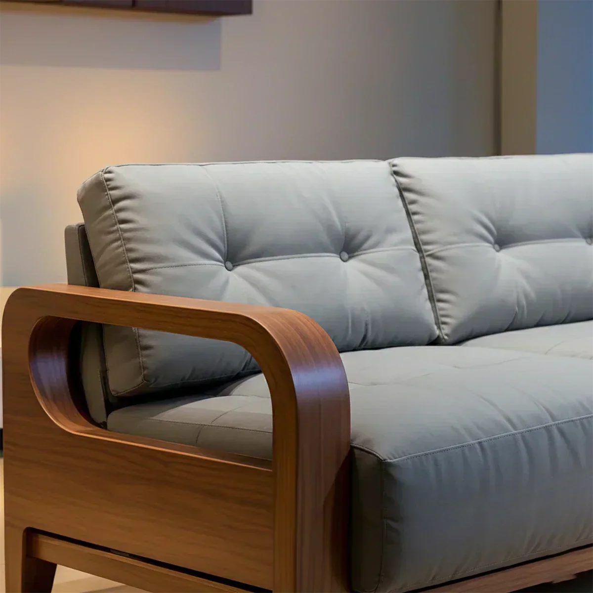 Handcrafted Solid Wood Cotton Sofa – Minimalist Urban Modern - Woodenecho
