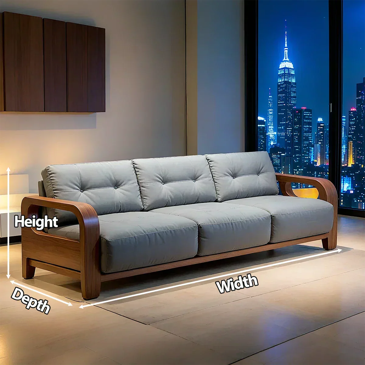 Handcrafted Solid Wood Cotton Sofa – Minimalist Urban Modern - Woodenecho