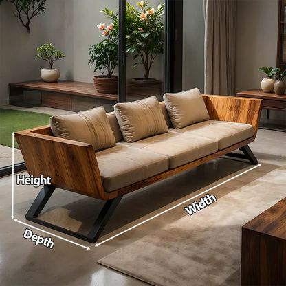 Handcrafted Solid Wood Cotton Sofa – Modern Minimalist Comfort - Woodenecho