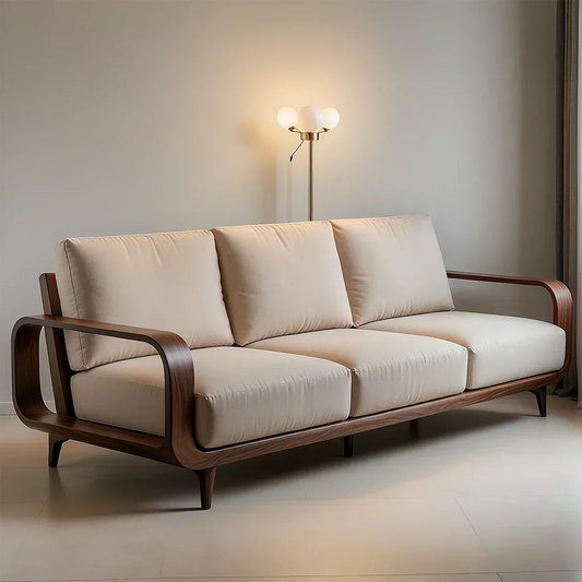 Handcrafted Solid Wood Cotton Sofa – Rustic Minimalist Design - Elitegemse