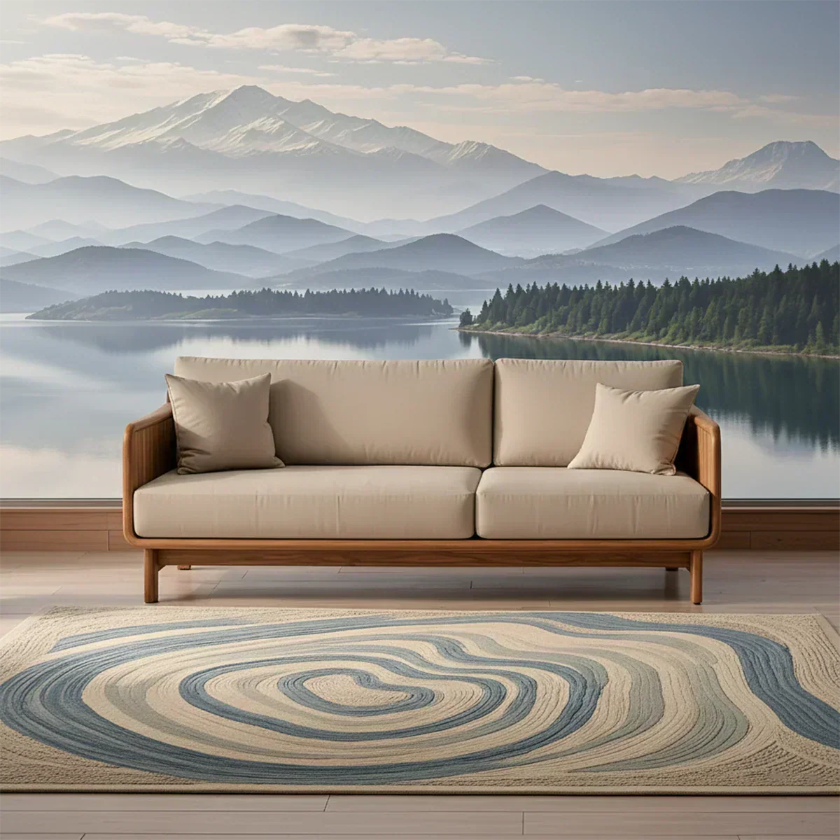 Handcrafted Solid Wood Cotton Sofa – Rustic Minimalist Design - Woodenecho