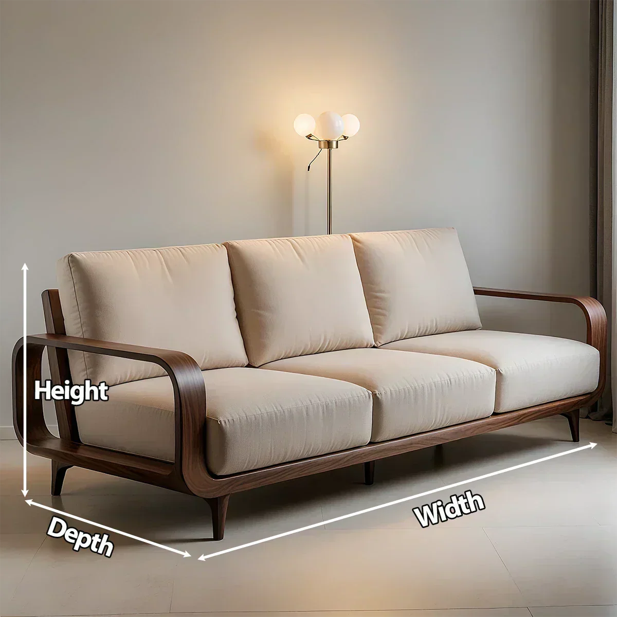 Handcrafted Solid Wood Cotton Sofa – Rustic Minimalist Design - Woodenecho