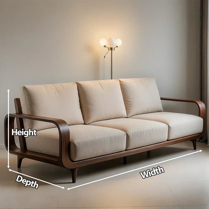 Handcrafted Solid Wood Cotton Sofa – Rustic Minimalist Design - Woodenecho