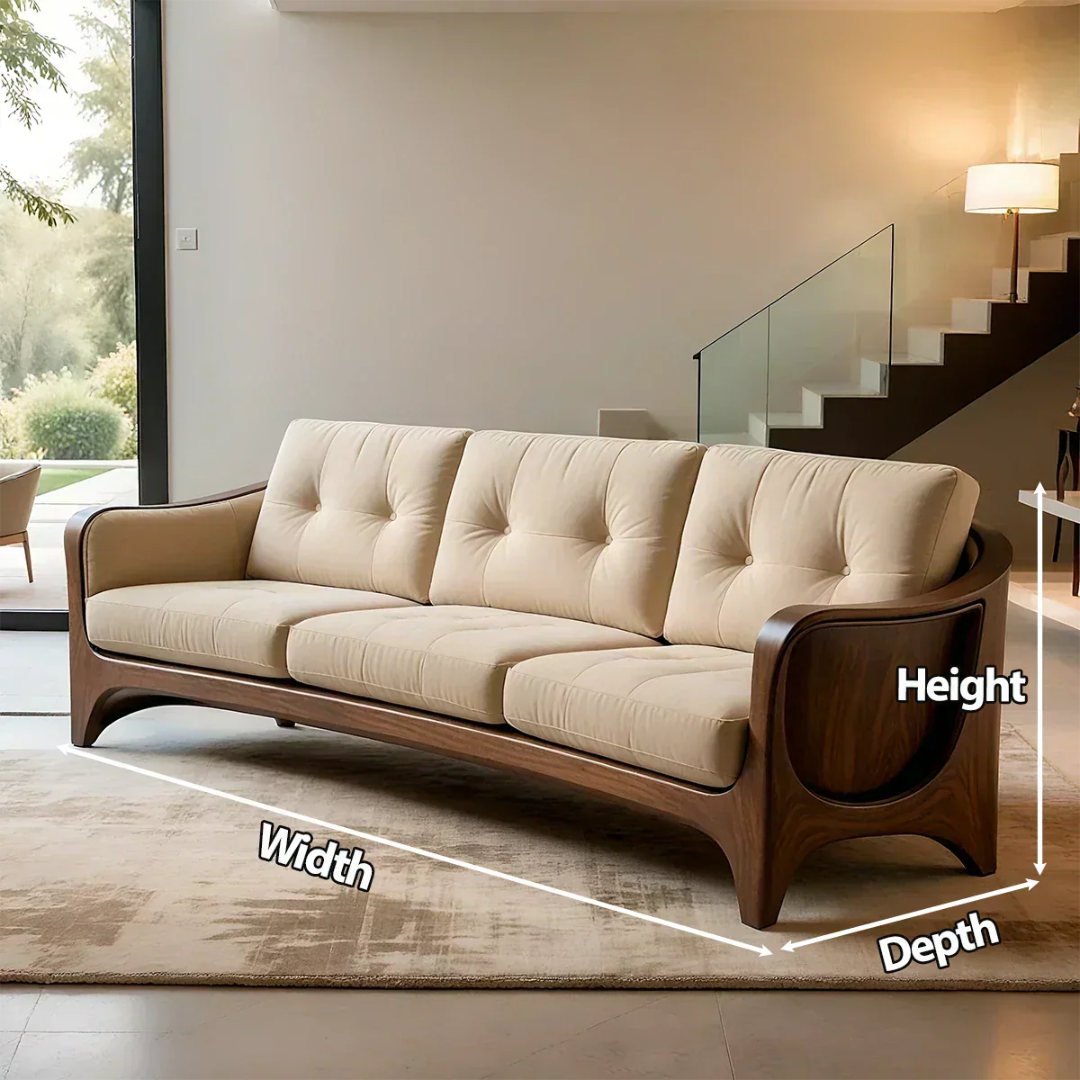 Handcrafted Solid Wood Cotton Sofa – Rustic Modern Comfort - Woodenecho