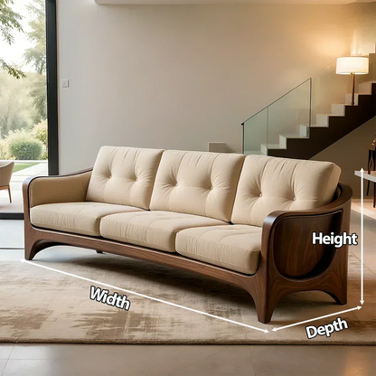 Handcrafted Solid Wood Cotton Sofa – Rustic Modern Comfort - Woodenecho
