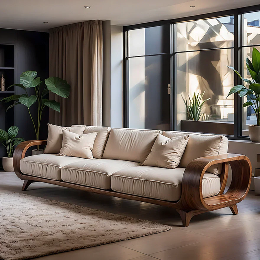 Handcrafted Solid Wood Cotton Sofa – Rustic Modern Living - Elitegemse