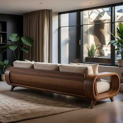Handcrafted Solid Wood Cotton Sofa – Rustic Modern Living - Woodenecho