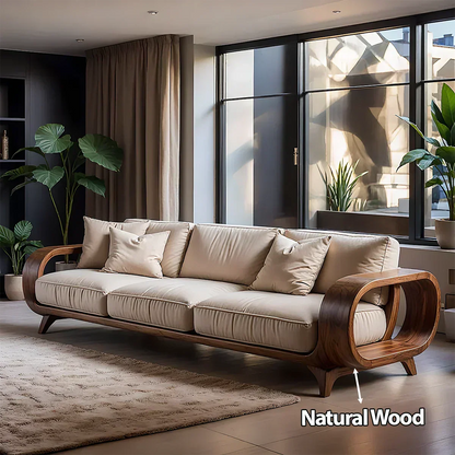 Handcrafted Solid Wood Cotton Sofa – Rustic Modern Living - Woodenecho