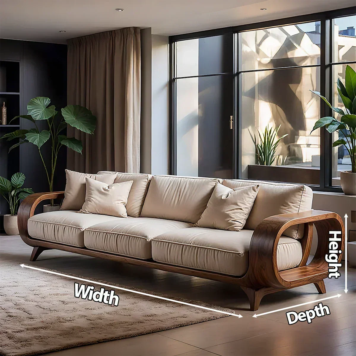 Handcrafted Solid Wood Cotton Sofa – Rustic Modern Living - Woodenecho