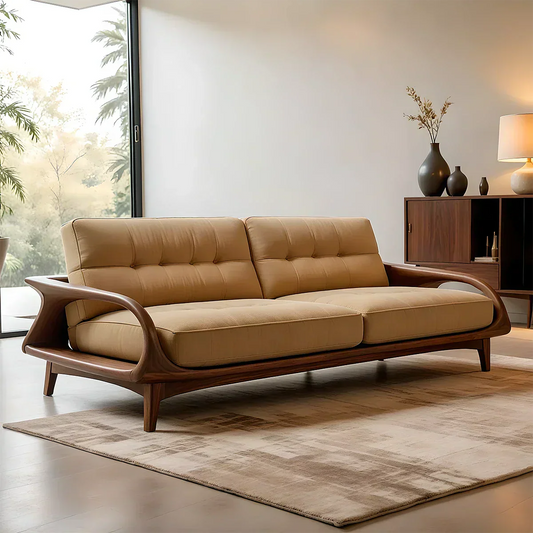 Handcrafted Solid Wood Cotton Sofa – Rustic Modern Lounge Design - Elitegemse