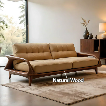Handcrafted Solid Wood Cotton Sofa – Rustic Modern Lounge Design - Woodenecho