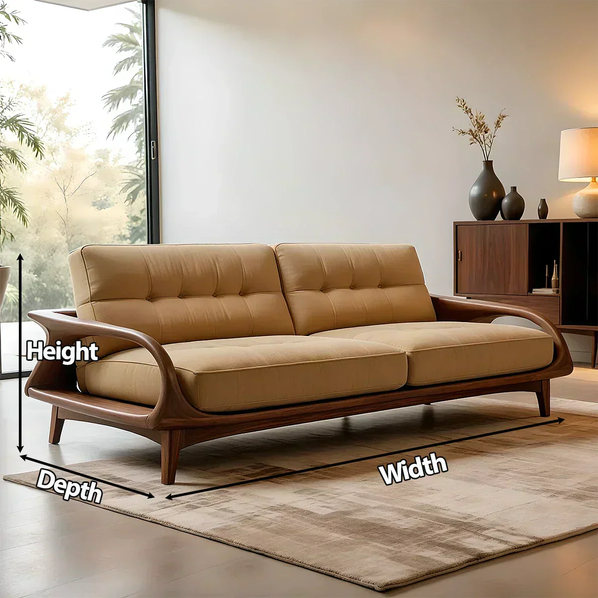Handcrafted Solid Wood Cotton Sofa – Rustic Modern Lounge Design - Woodenecho