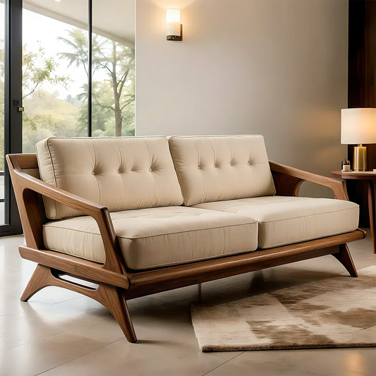 Handcrafted Solid Wood Cotton Sofa – Rustic Modern Minimalist Design - Elitegemse