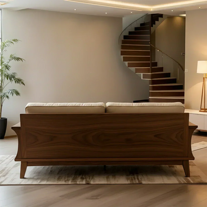 Handcrafted Solid Wood Cotton Sofa – Rustic Modern Minimalist Design - Woodenecho