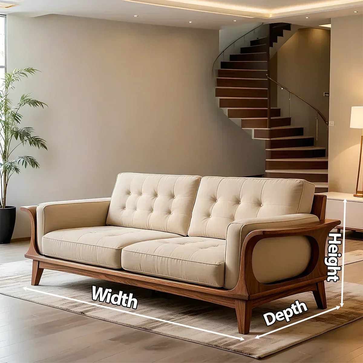 Handcrafted Solid Wood Cotton Sofa – Rustic Modern Minimalist Design - Woodenecho