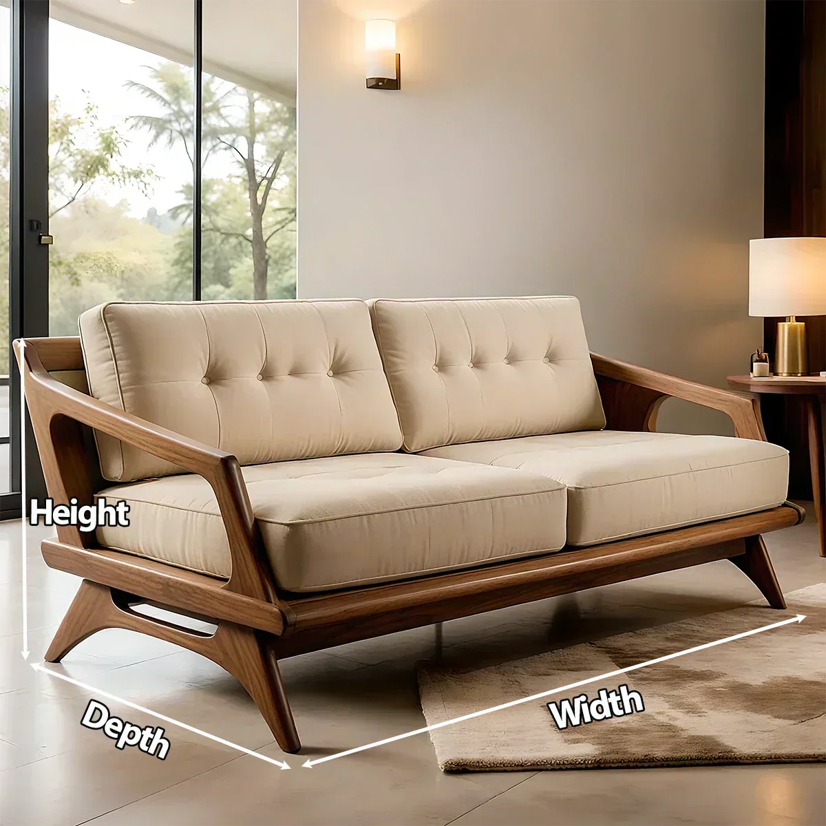 Handcrafted Solid Wood Cotton Sofa – Rustic Modern Minimalist Design - Woodenecho