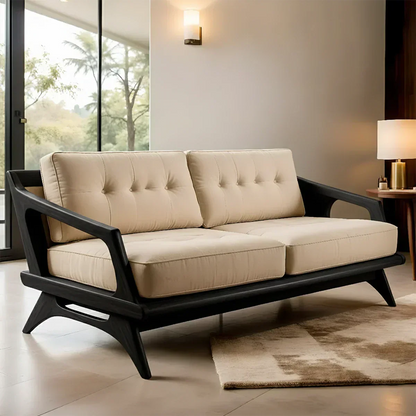 Handcrafted Solid Wood Cotton Sofa – Rustic Modern Minimalist Design - Woodenecho