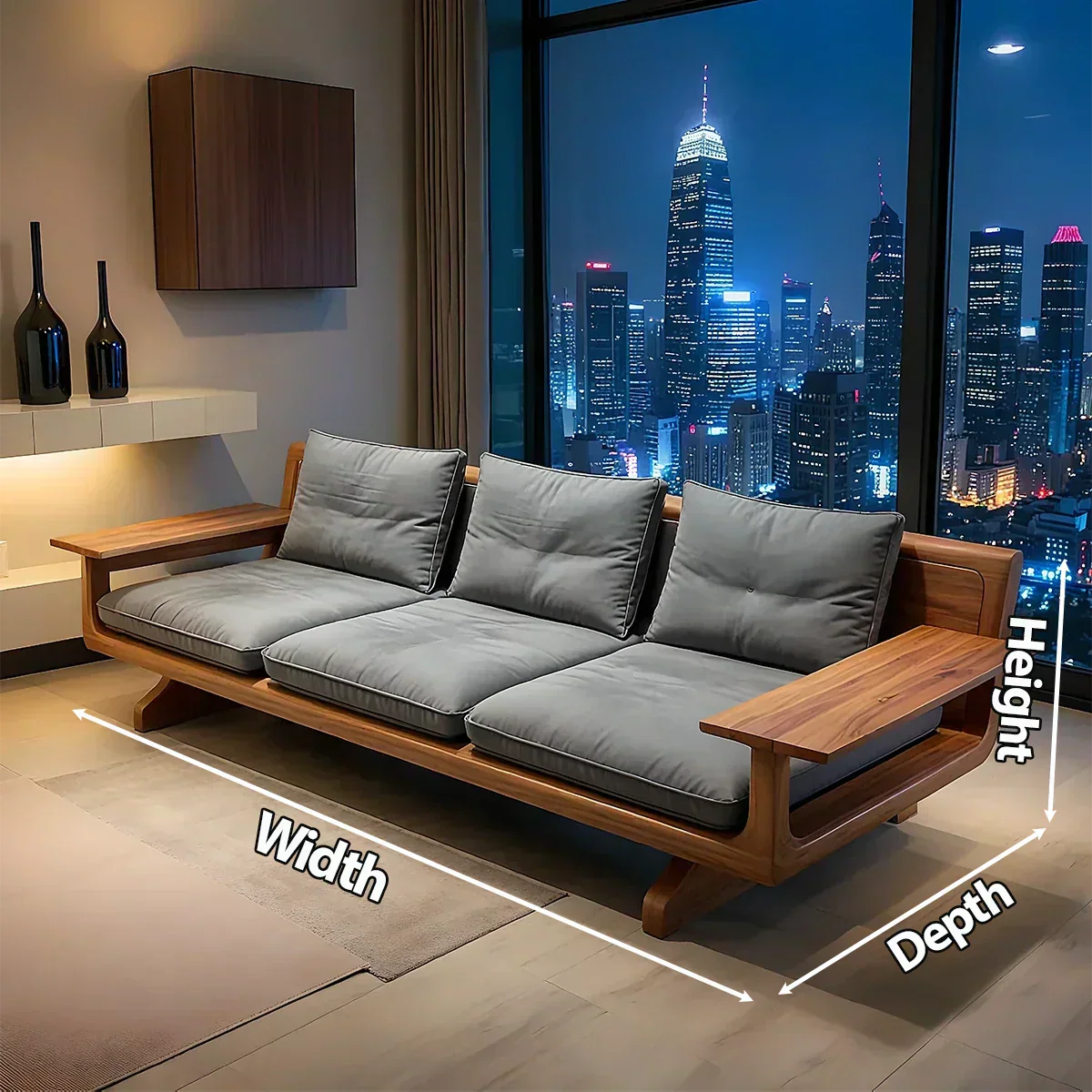 Handcrafted Solid Wood Cotton Sofa – Rustic Modern Minimalist - Woodenecho