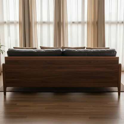 Handcrafted Solid Wood Leather Sofa – Premium Modern Design - Woodenecho