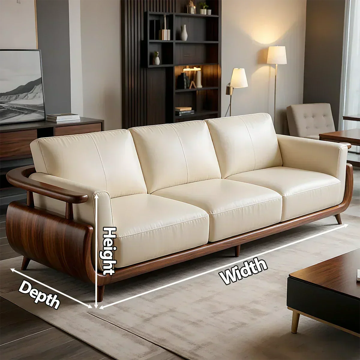 Handcrafted Solid Wood Leather Sofa – Rustic Modern Premium Design - Woodenecho