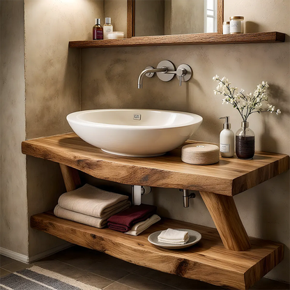 Harmony Oak Vanity – Solid Wood Spa Bathroom Design - Elitegemse