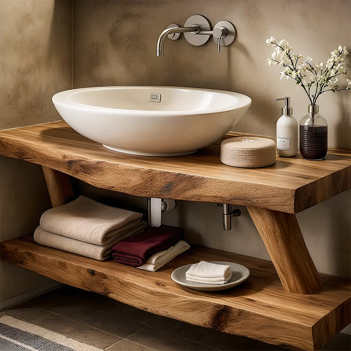 Harmony Oak Vanity – Solid Wood Spa Bathroom Design - Elitegemse