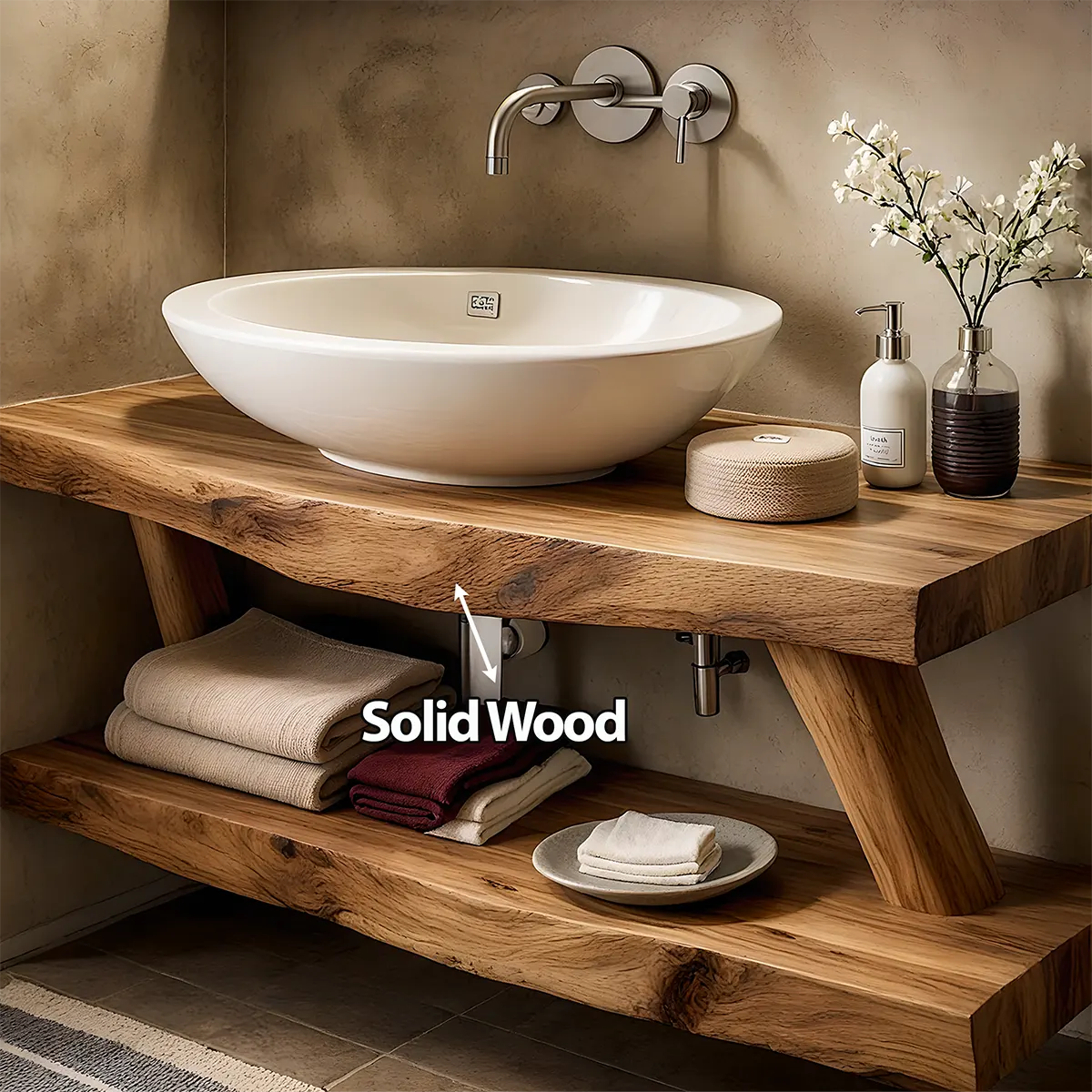 Harmony Oak Vanity – Solid Wood Spa Bathroom Design - Elitegemse