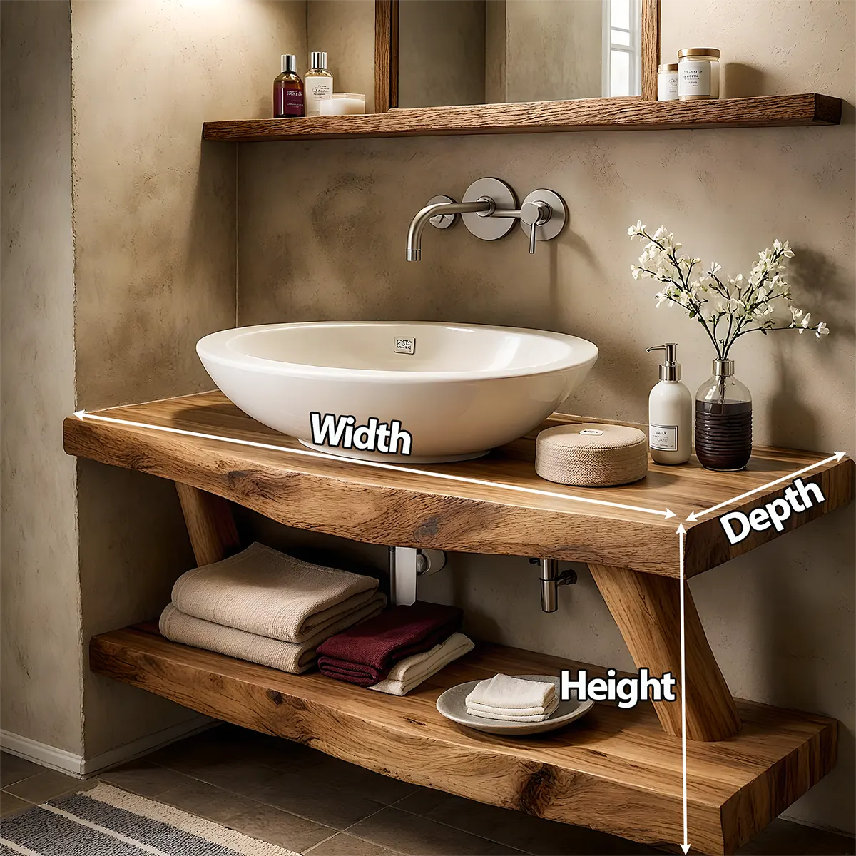 Harmony Oak Vanity – Solid Wood Spa Bathroom Design - Elitegemse