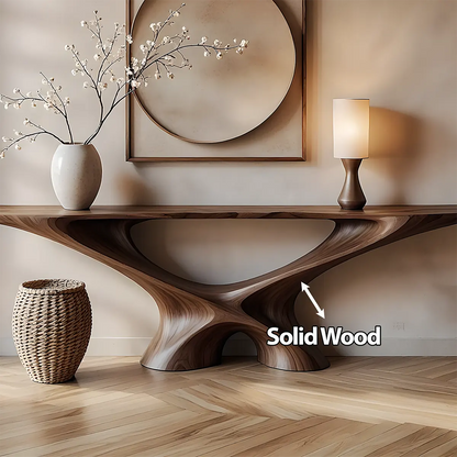Infinity Loop Walnut Console Table – Sculptural Wood Design - Elitegemse