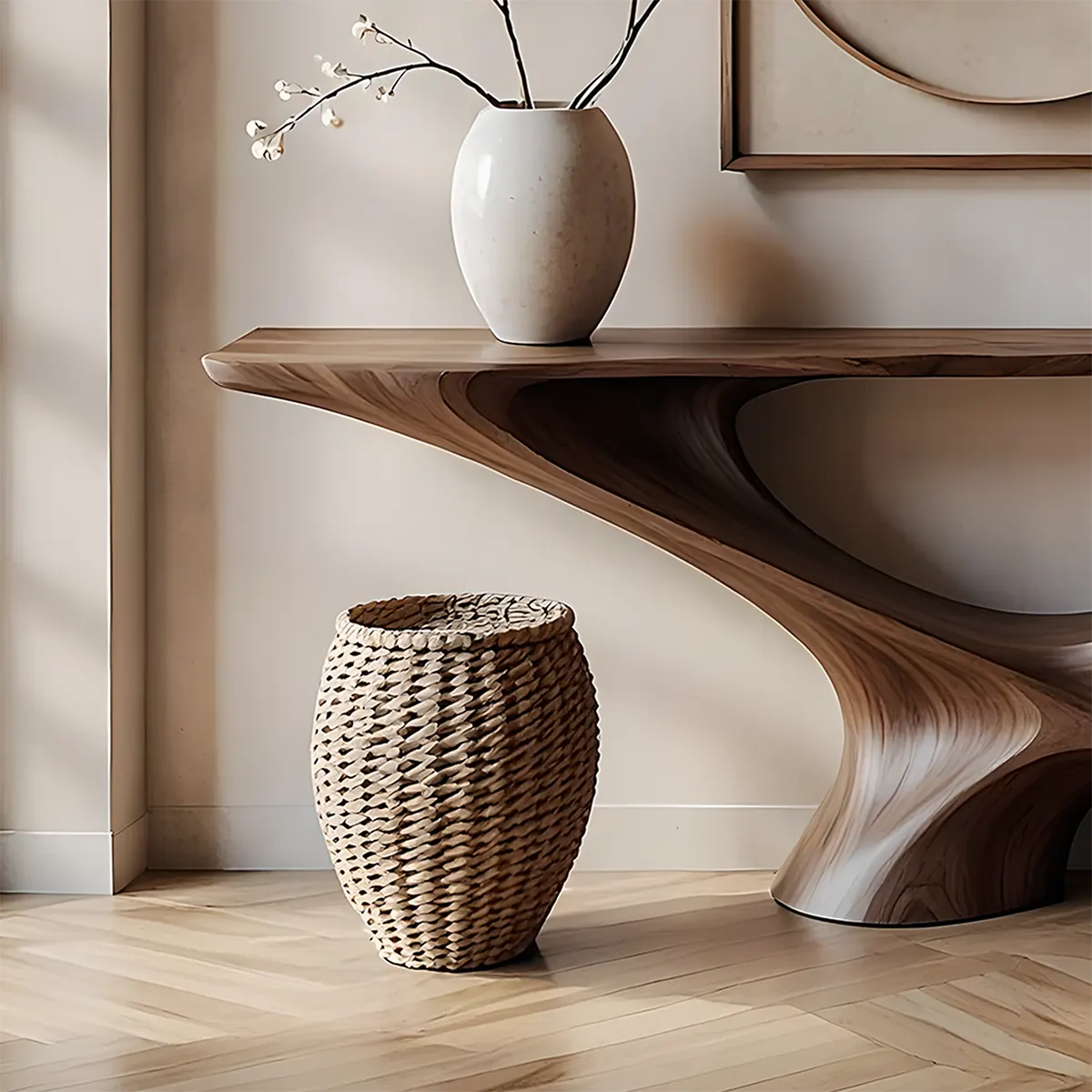Infinity Loop Walnut Console Table – Sculptural Wood Design - Elitegemse