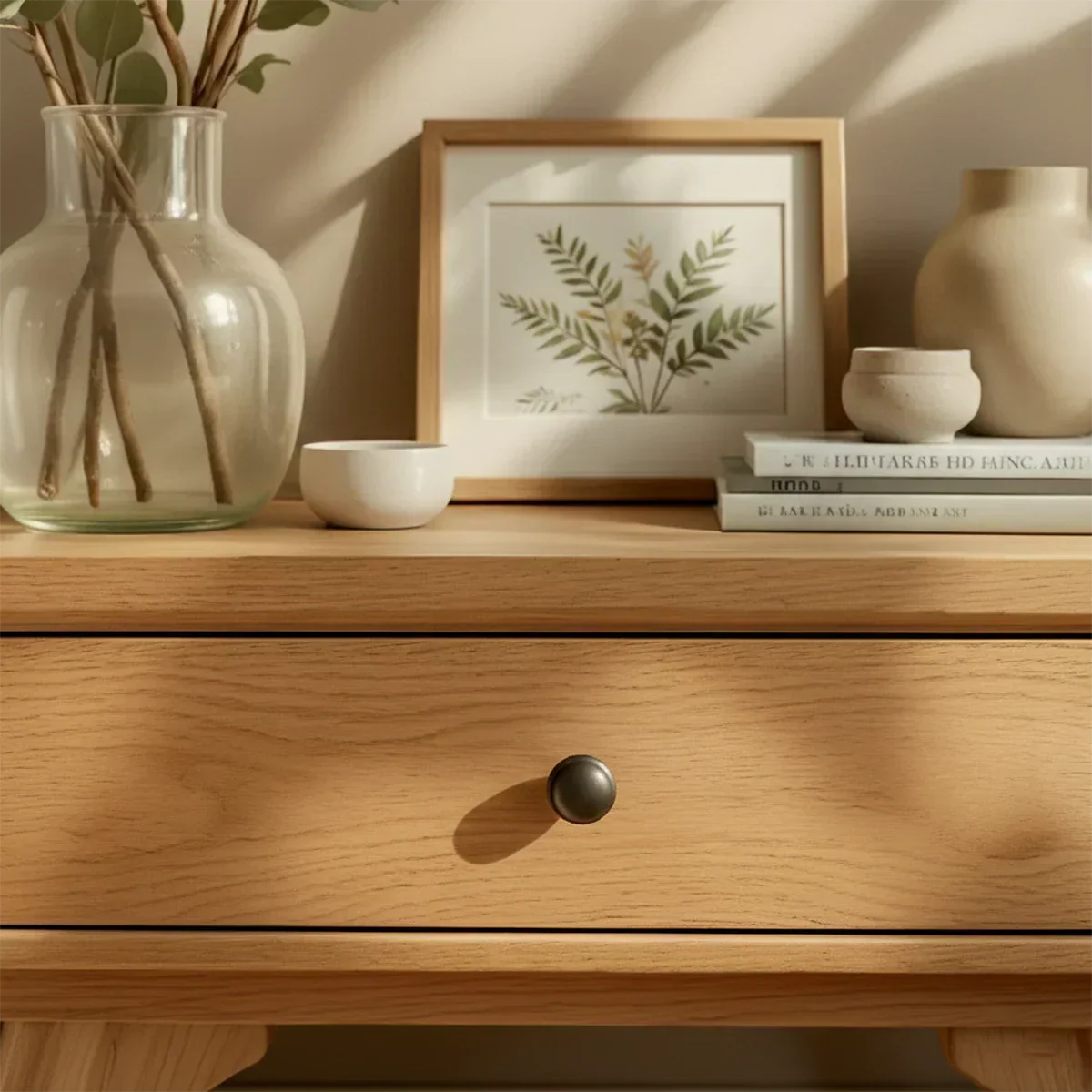 Lightwood Japandi Single-Drawer Nightstand - Rustirawood