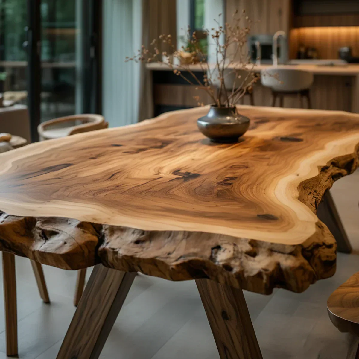 Live Edge Natural Solid Wood Dining Table – Handcrafted Luxury - Rustirawood
