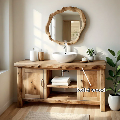 Live Edge Solid Wood Bathroom Vanity – Japandi Minimalist - Elitegemse