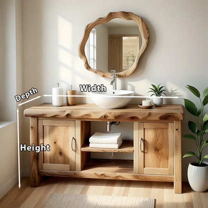 Live Edge Solid Wood Bathroom Vanity – Japandi Minimalist - Elitegemse
