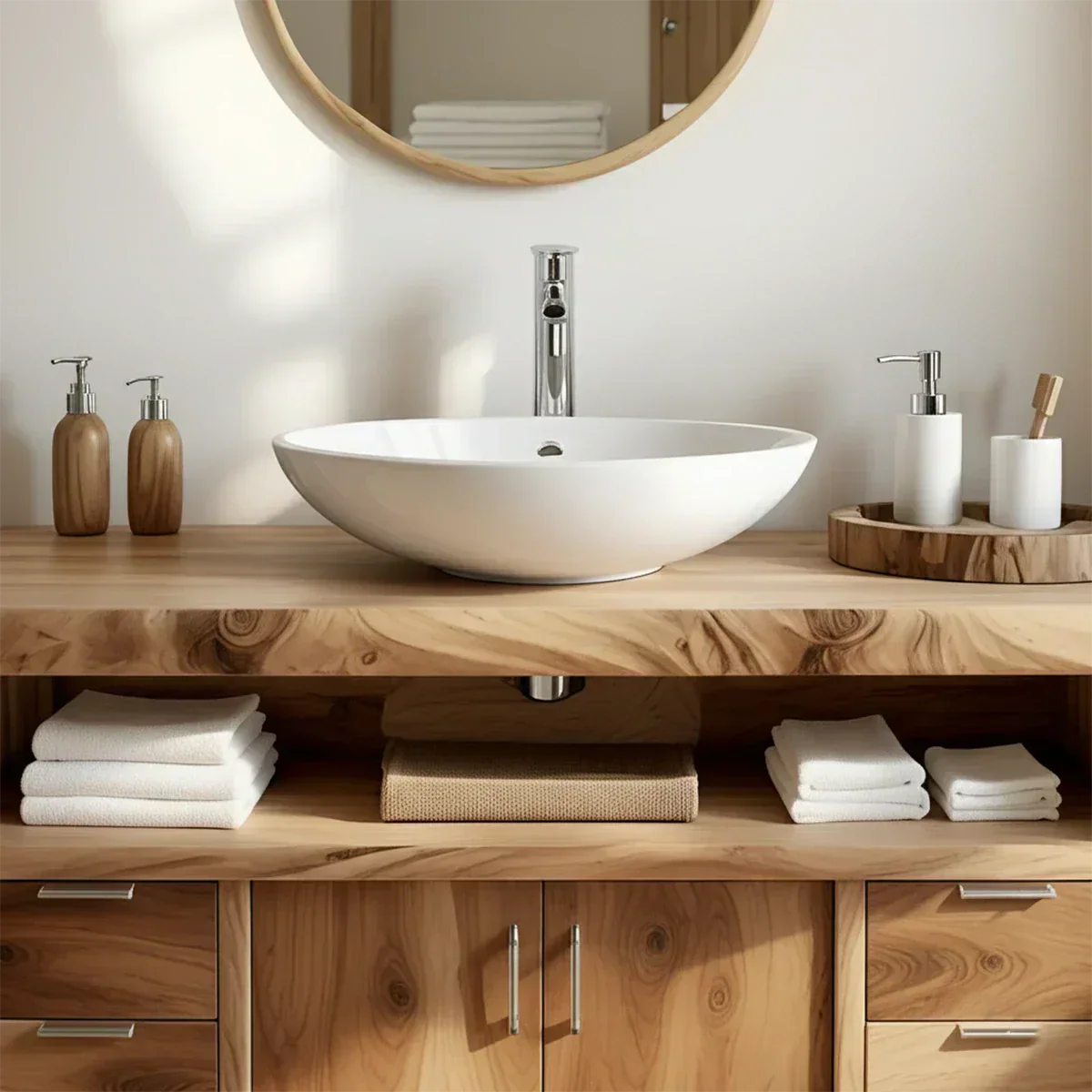Live Edge Solid Wood Bathroom Vanity – Japandi Rustic Design - Elitegemse