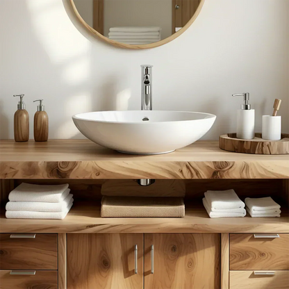 Live Edge Solid Wood Bathroom Vanity – Japandi Rustic Design - Elitegemse