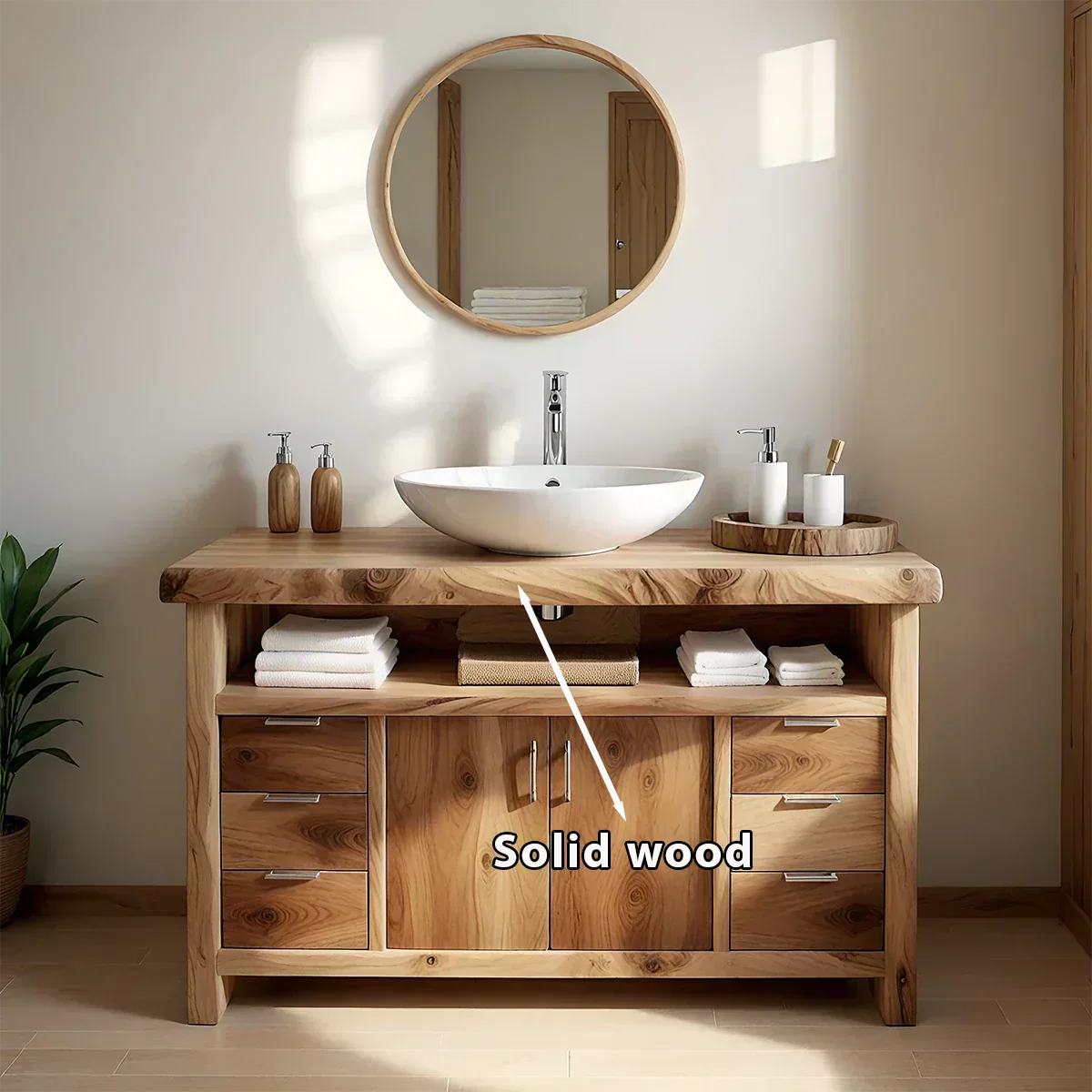 Live Edge Solid Wood Bathroom Vanity – Japandi Rustic Design - Elitegemse