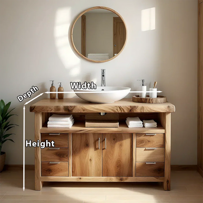 Live Edge Solid Wood Bathroom Vanity – Japandi Rustic Design - Elitegemse