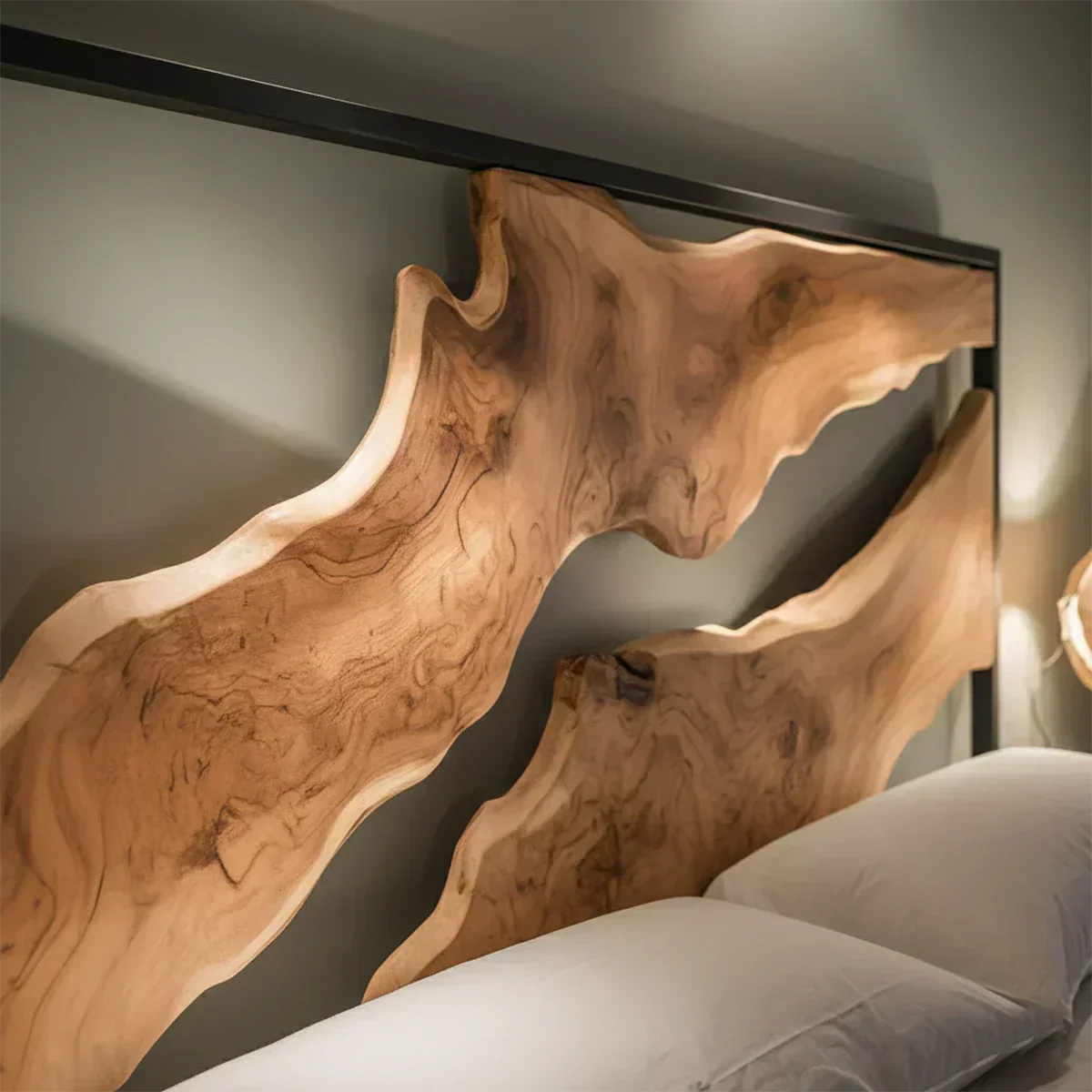 Live Edge Solid Wood Headboard – Sculptural Natural Form - Woodenecho