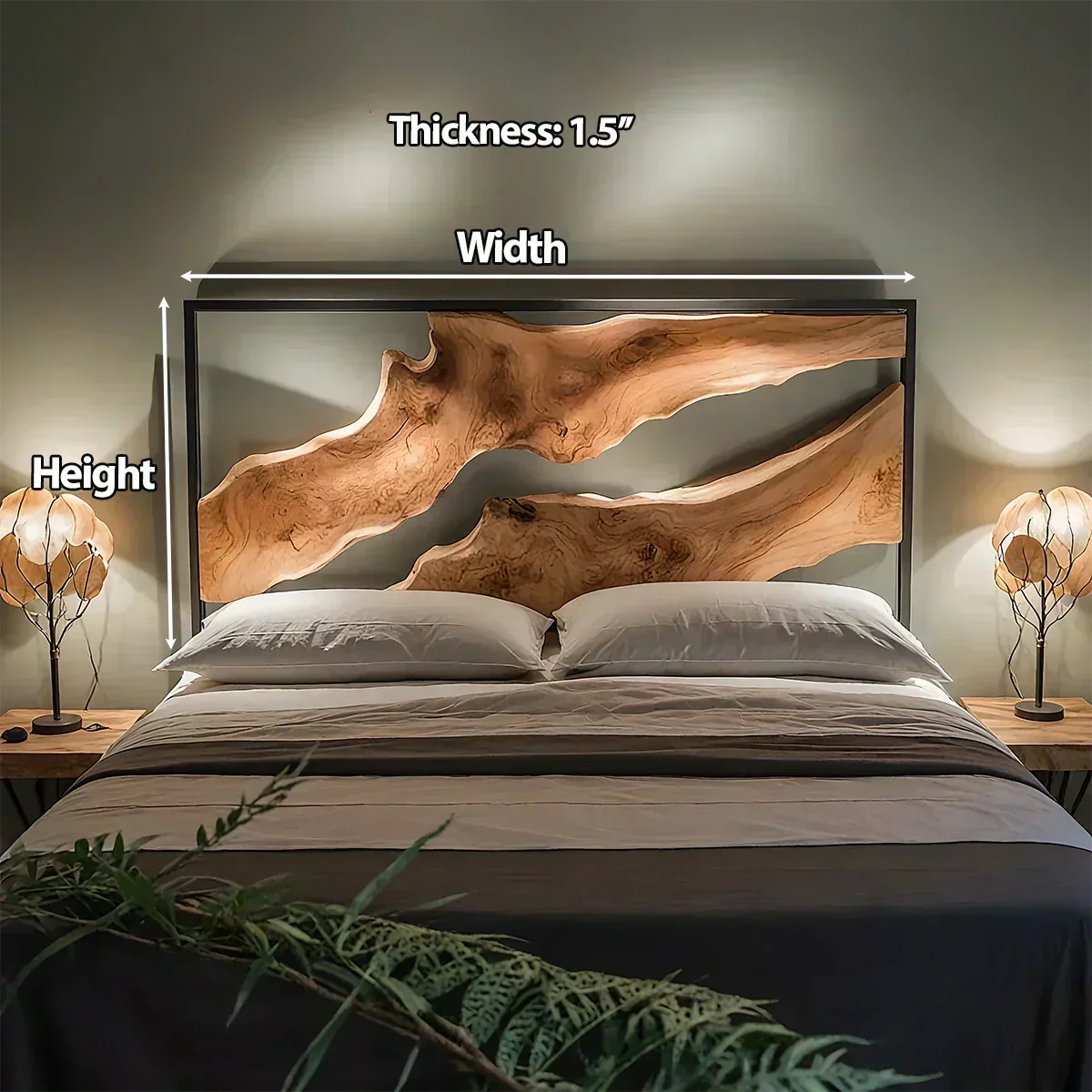 Live Edge Solid Wood Headboard – Sculptural Natural Form - Woodenecho