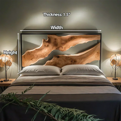 Live Edge Solid Wood Headboard – Sculptural Natural Form - Woodenecho
