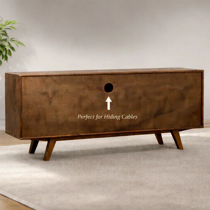 Low Solid Wood Japandi TV Stand – Minimal Zen Media Console - Woodenecho
