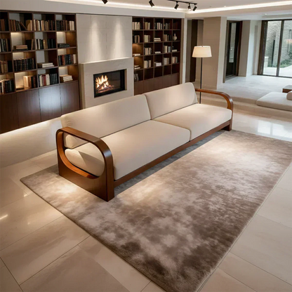 Modern Curved-Arm Cotton Sofa with Solid Wood Frame - Woodenecho