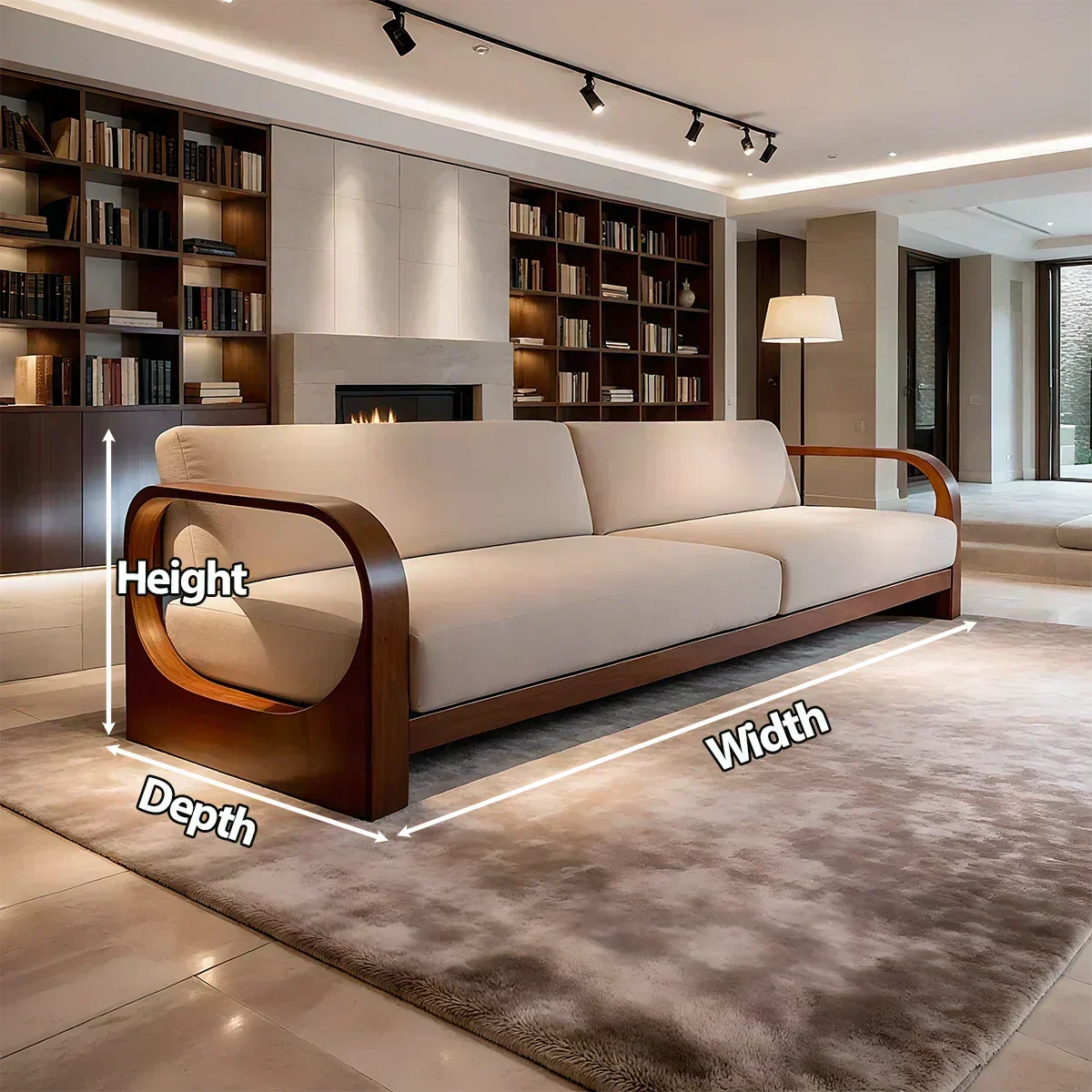 Modern Curved-Arm Cotton Sofa with Solid Wood Frame - Woodenecho