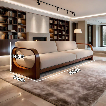 Modern Curved-Arm Cotton Sofa with Solid Wood Frame - Woodenecho
